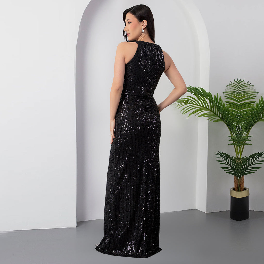 Robe Fendue Sequins