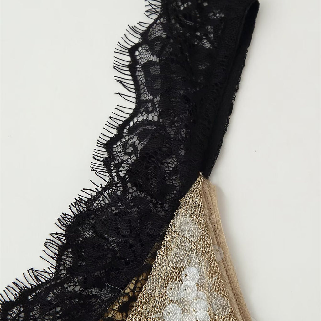 Bead embellished lace dress