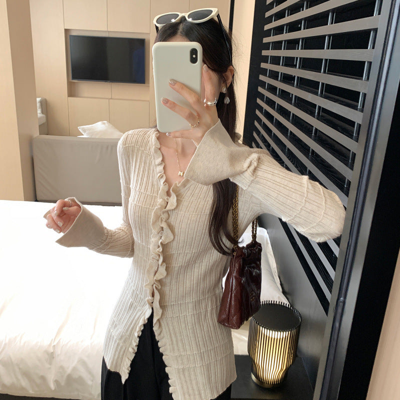 Cardigan Col V Volants