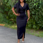 V-neck long dress