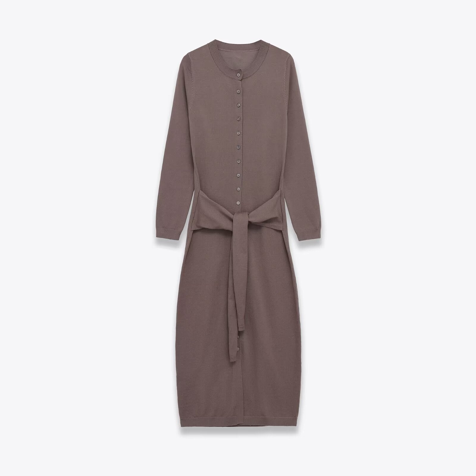 Knitted dress with waistband and Midi