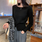 Haut en maille chic, ajusté, boutonné, coupe slim pour femme, coupe courte, manches longues