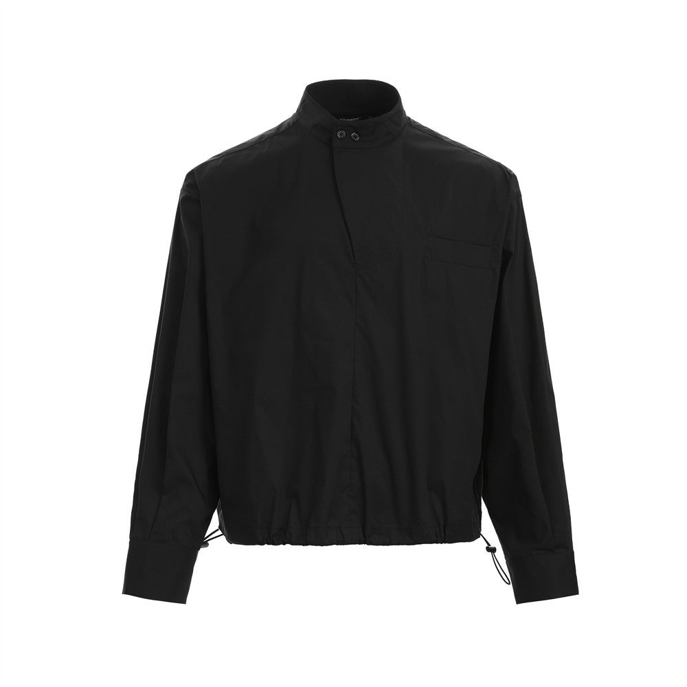 Half zip stand up collar long sleeved shirt
