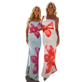 Printed strapless dress