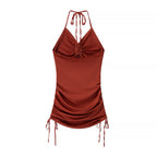 Slimming strap drawstring dress
