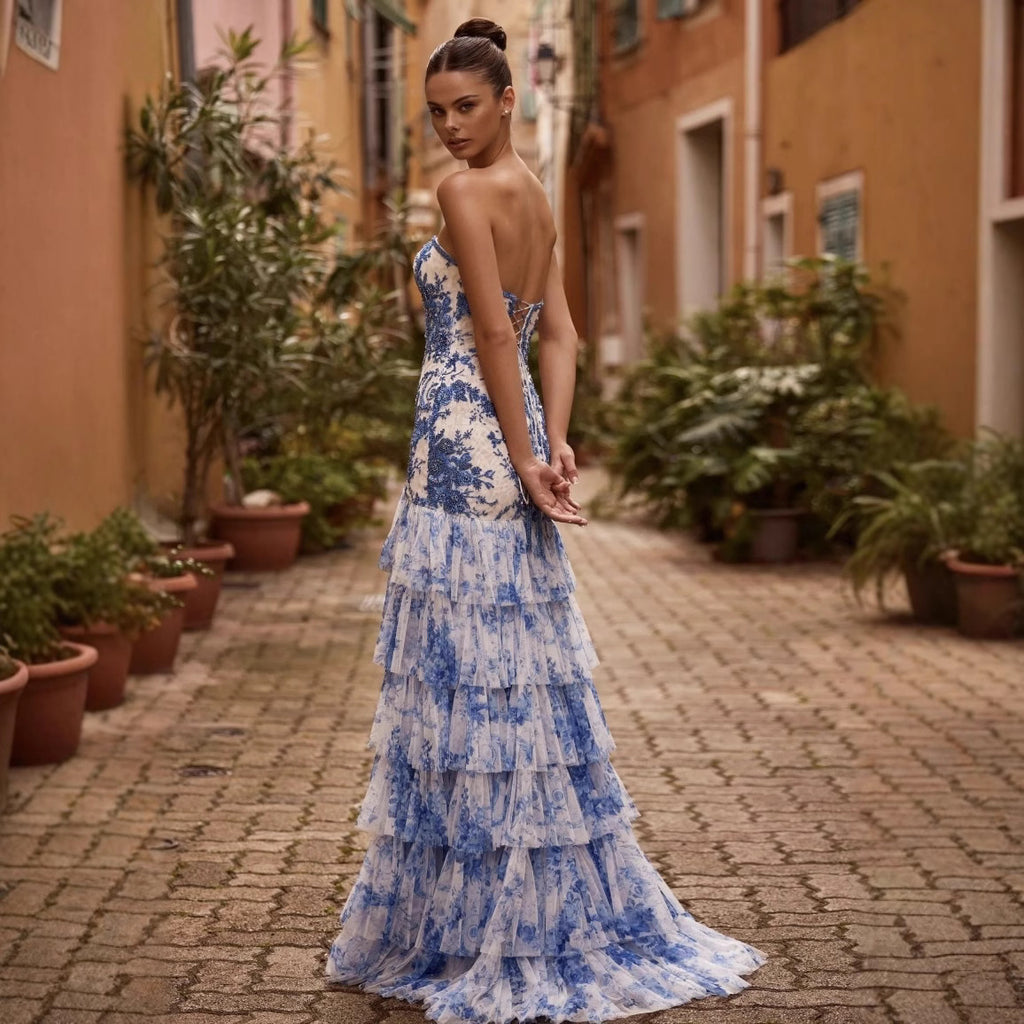 Sexy Strapless Printed Dress