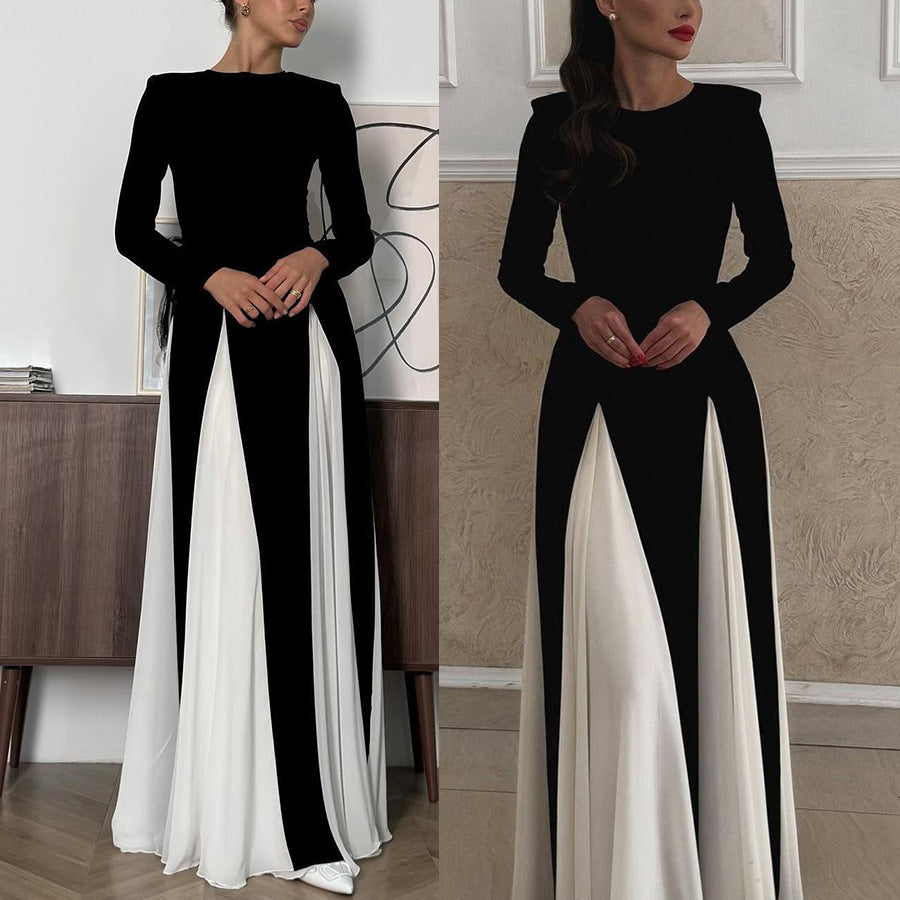 Robe Longue Colorblock Décontractée