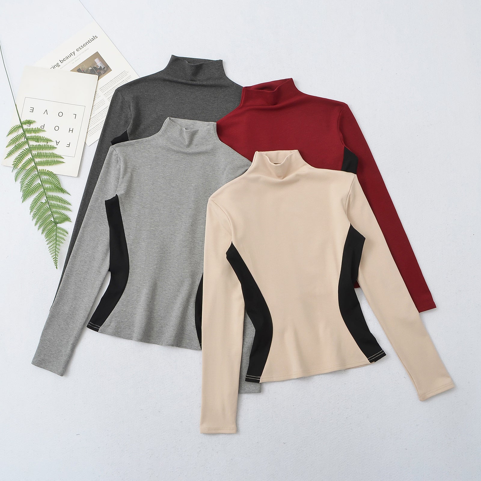 High neck slim fit long sleeved top