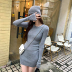 Pull en maille de laine unie pour femme, coupe ajustée, mi-long, manches longues