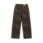 Leopard Print  Straight Leg Washed Casual Pants