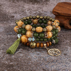 Bracelet Bohème Multicouche en Perles de Bois Extensible Bijoux