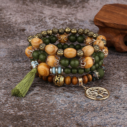 Bracelet Perles Bois Bohème