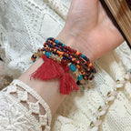 Bracelet Perles Riz Pompon