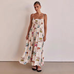 Long Dress with Strap and Print Women's Dress