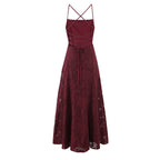 Strap up backless embroidered strapless dress dress