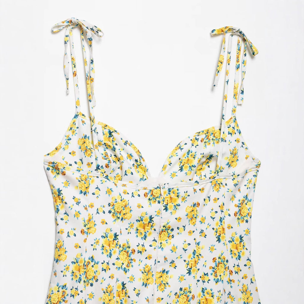 Flower printed poplin dress