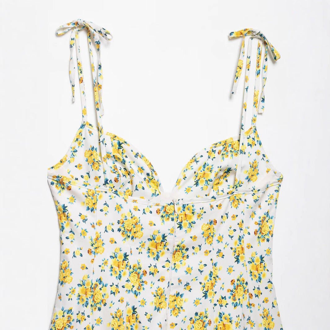 Flower printed poplin dress