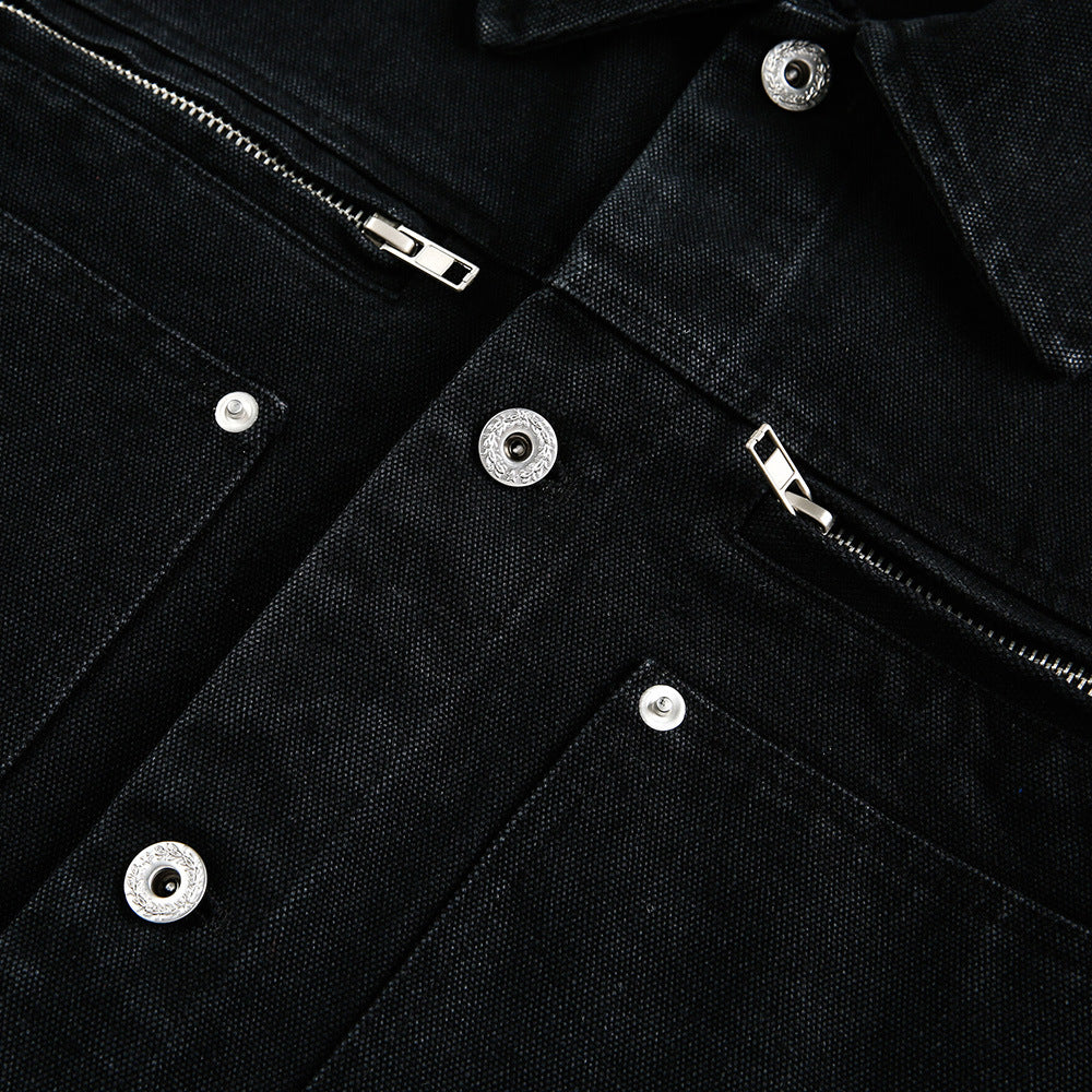 Zipper decoration workwear denim jacket