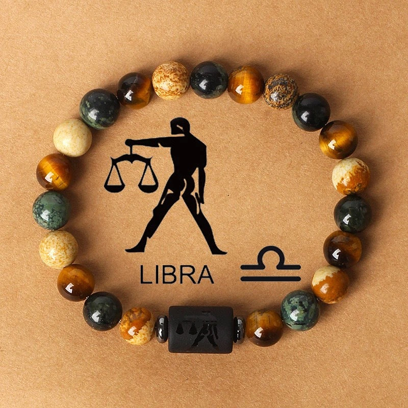 Bracelet Perlé Pierre Naturelle Œil de Tigre Signe Zodiaque