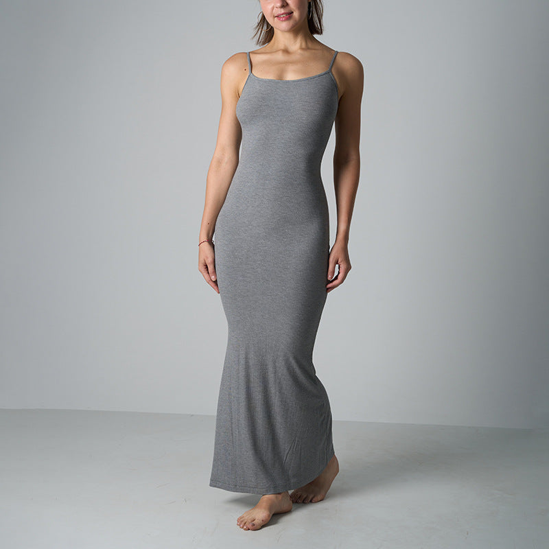 Robe longue Robe de détente en modal Robe à fines bretelles