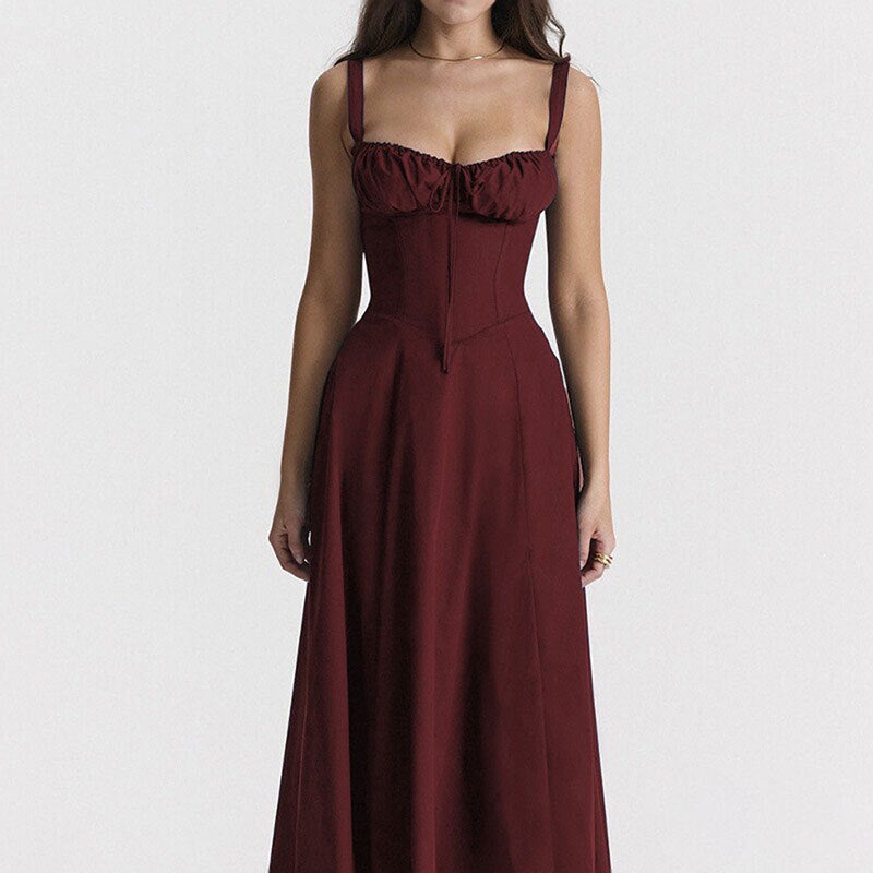 Elegant and fashionable suspender dress