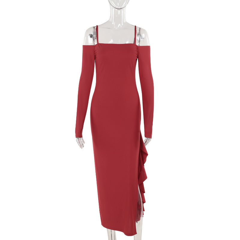 Robe asymétrique fendue pour femme