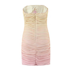 Gradient Pleated Strapless Dress