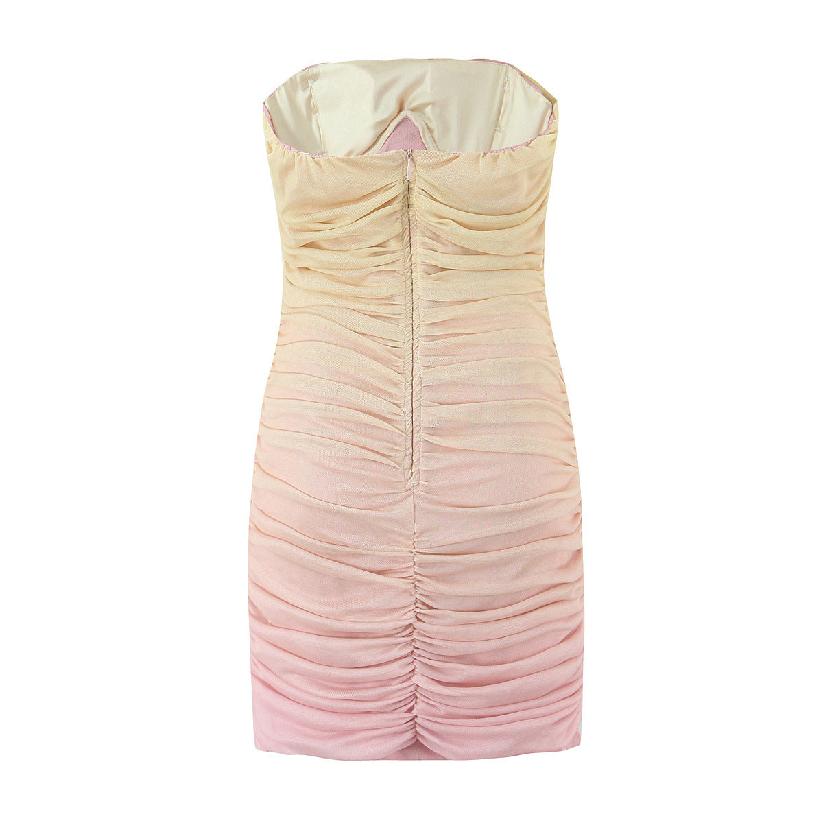 Gradient Pleated Strapless Dress