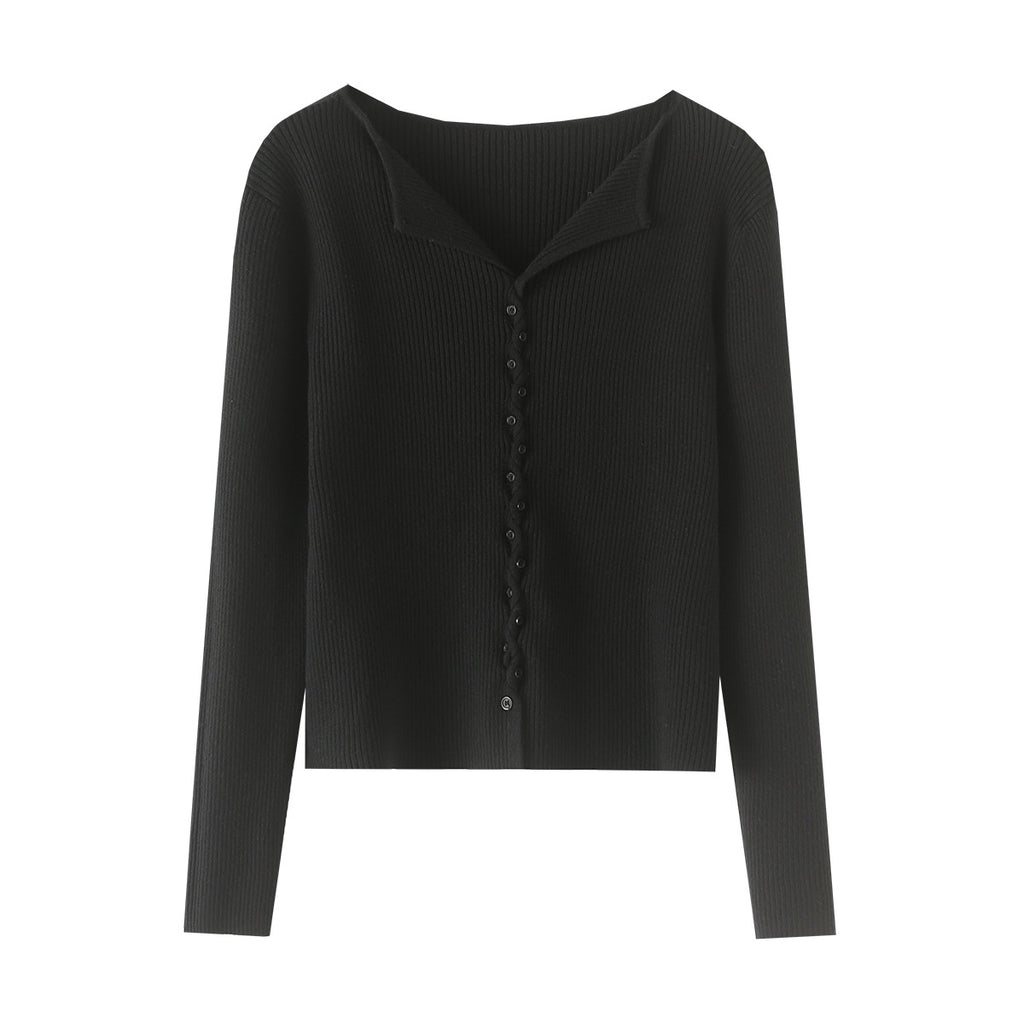 Pull Simple Boutonnage Col Cranté