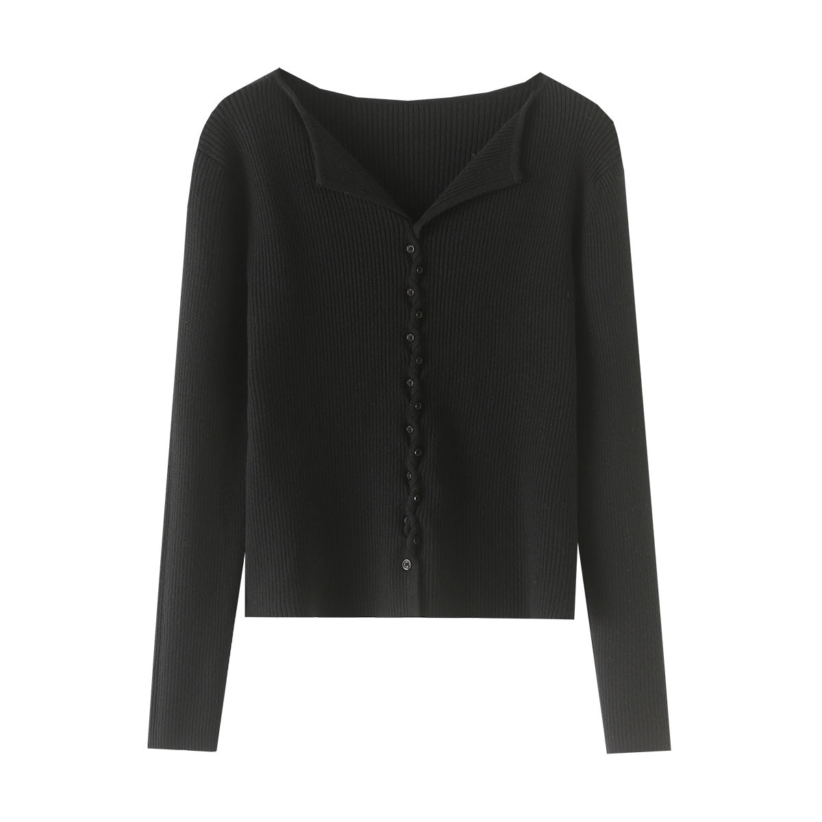 Pull Simple Boutonnage Col Cranté