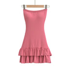 Strapless dress with chest cushion