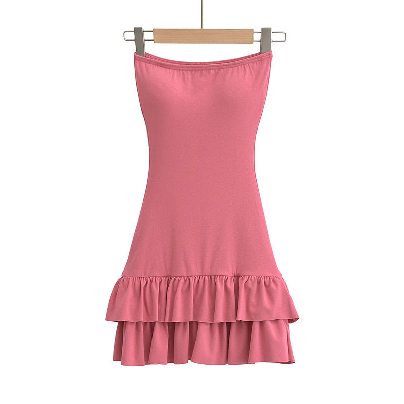 Strapless dress with chest cushion