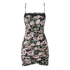 Rose print suspender dress
