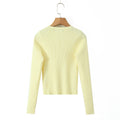 Round neck single breasted long sleeved top