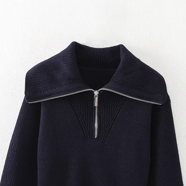 Pull Tricoté Zippé Streetwear