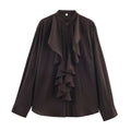 Hanging ruffle collar long sleeved shirt top