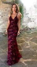 Robe Bretelles Sequins Dos Nu Laçage