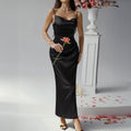 Dress casual sexy solid color suspender dress