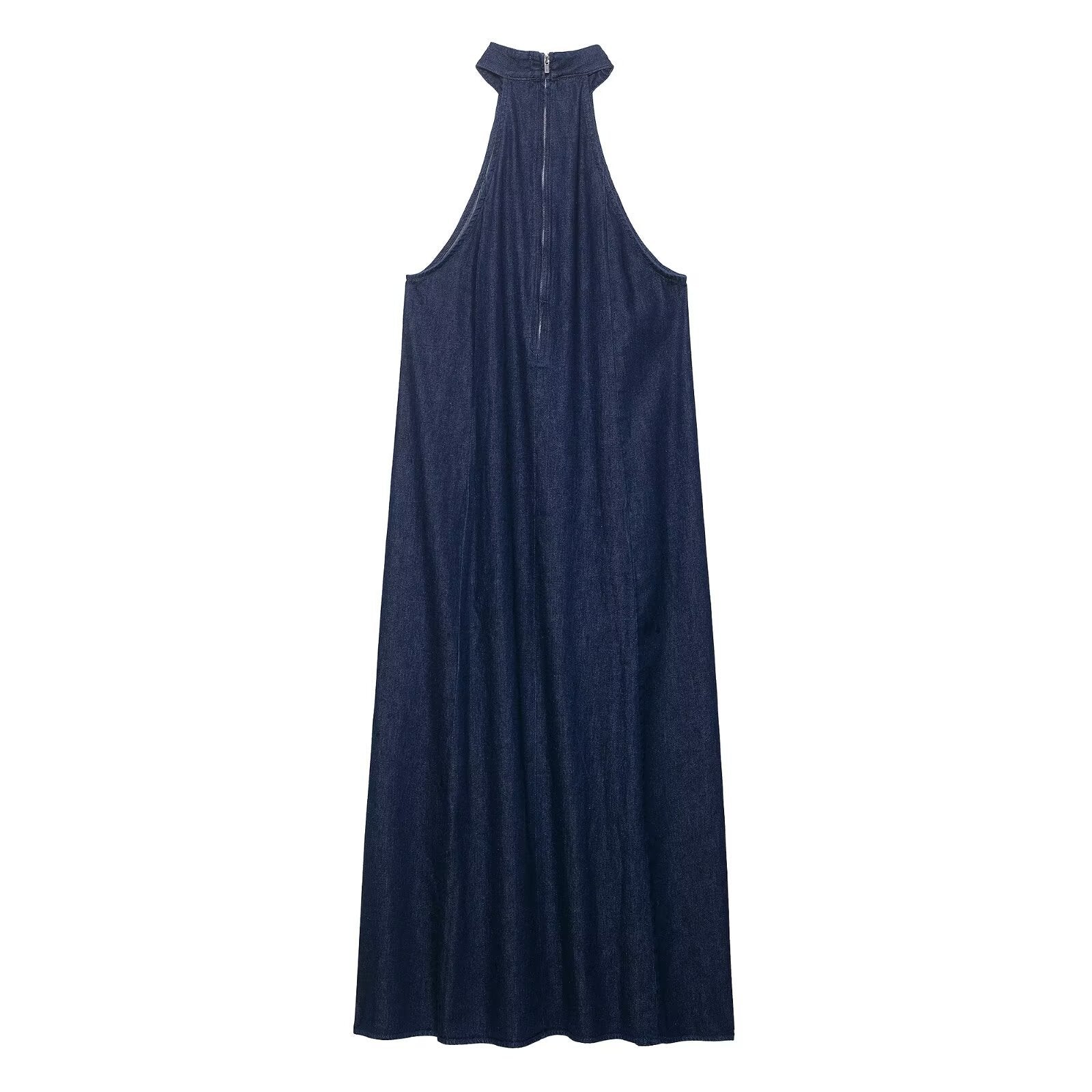 Hanging neck denim dress