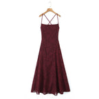 Strap up backless embroidered strapless dress dress