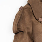 British style deer fur long windbreaker jacket