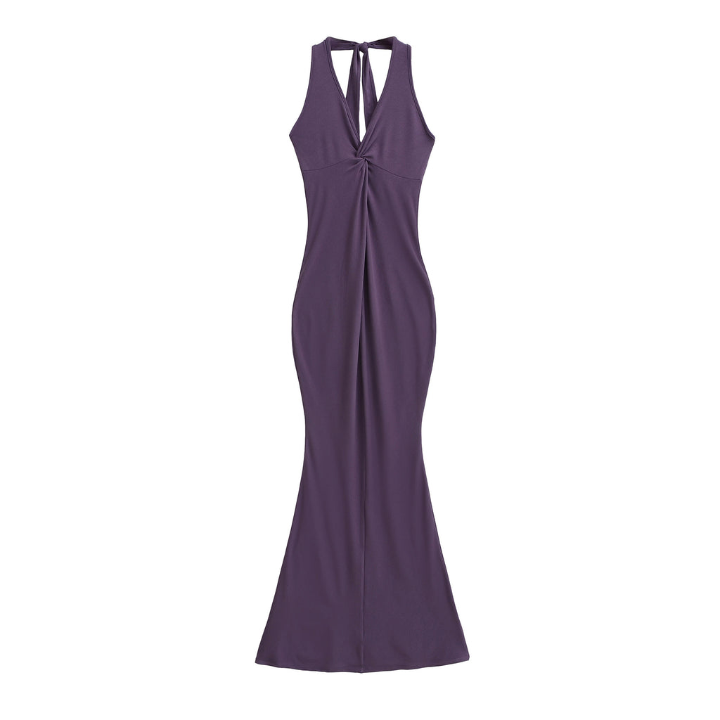 Knot neck slimming dress