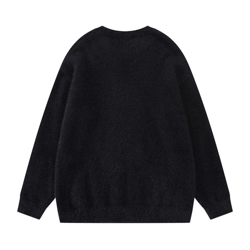 Pull ras du cou ample décontracté polyvalent pour couple