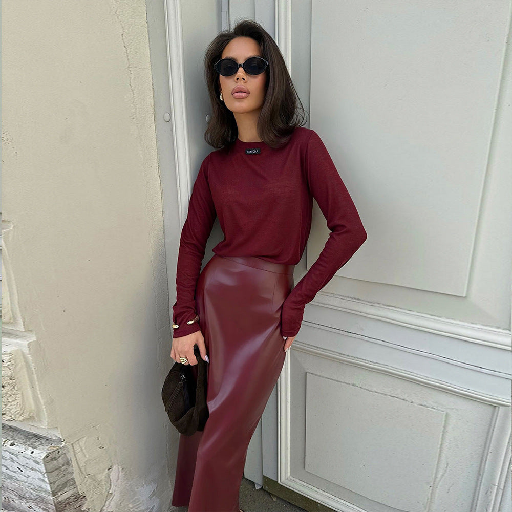 Jupe Simili Cuir Ajustée