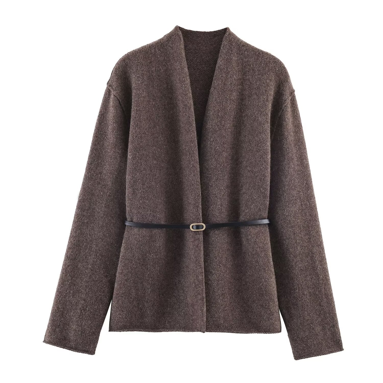 Manteau Élégant en Maille avec Ceinture