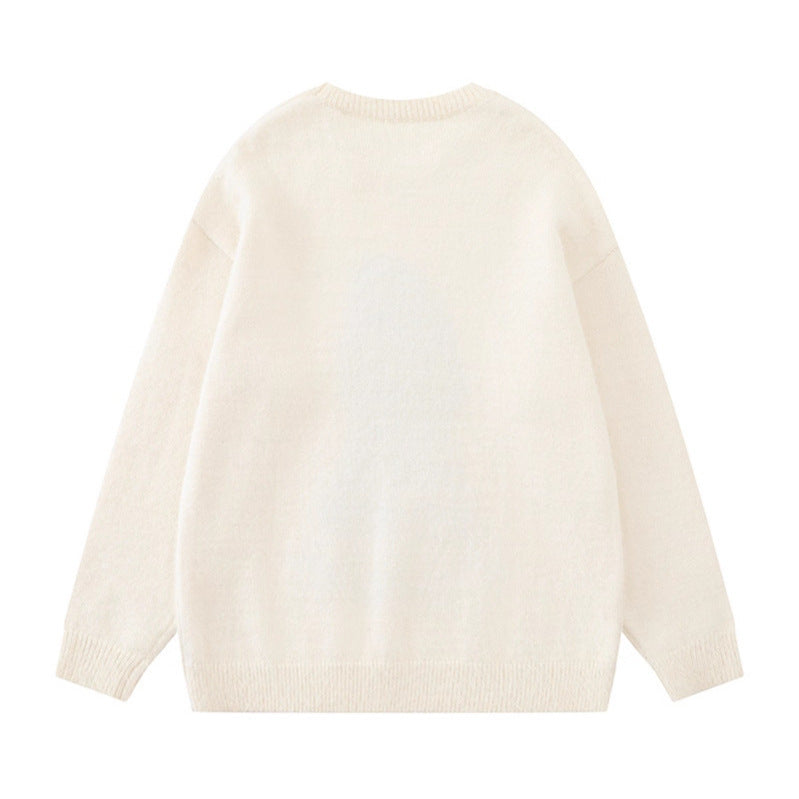 Pull ras du cou ample décontracté polyvalent pour couple