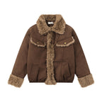 Fur and fur integrated cotton jacket with cotton clip