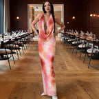 Backless Dress Waist-Cinching Belted Dress