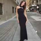Sleeveless slit dress women's bag hip dress