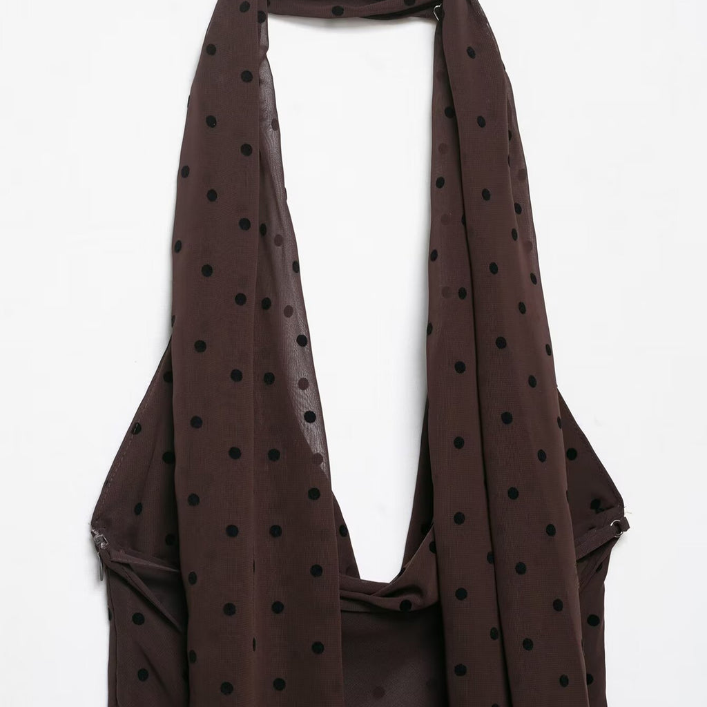 Polka Scarf Long Dress